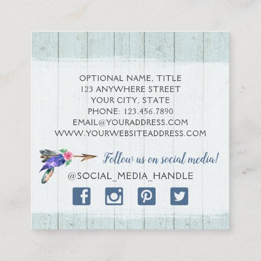 フローラ素朴牛スカルボホシックソーシャルネットワーク スクエア名刺 (裏面)