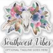 フローラ素朴牛スカル水の色ボホシックロゴ シール (正面)