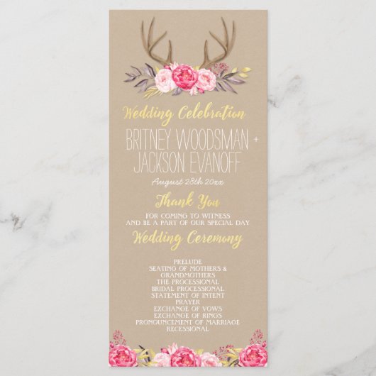 フローラ素朴牡丹&ディアアントラー結婚式 プログラム (正面)