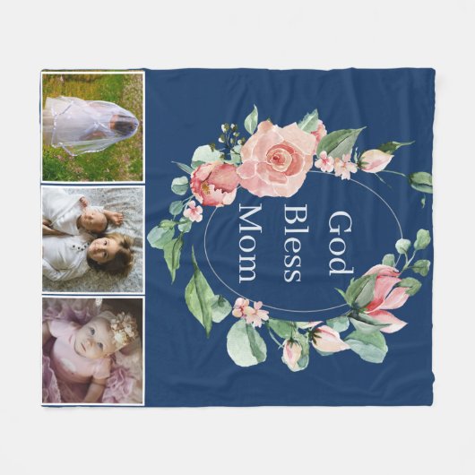 フローラ素朴神は母を祝福ママの日の写真 フリースブランケット (正面(横))