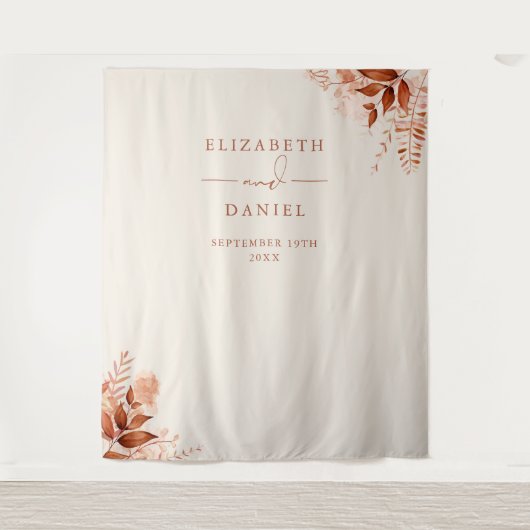 フローラ素朴秋の結婚式フォトブース背景 タペストリー (正面)