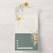 フローラ素朴秋の結婚式、ひまわり オールインワン招待状 (内側)