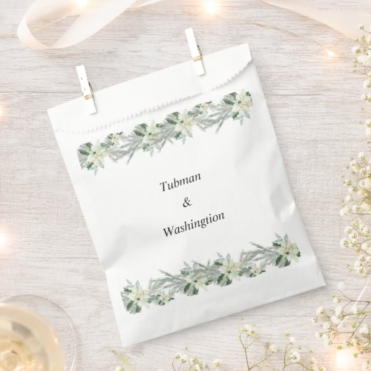 フローラ素朴秋ウィンターウェディング フェイバーバッグ (クリップ留めされた状態)