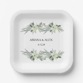 フローラ素朴秋ウィンターウェディング ペーパープレート