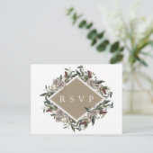 フローラ素朴秋ウィンターウェディングRSVP インビテーションポストカード (スタンド正面)