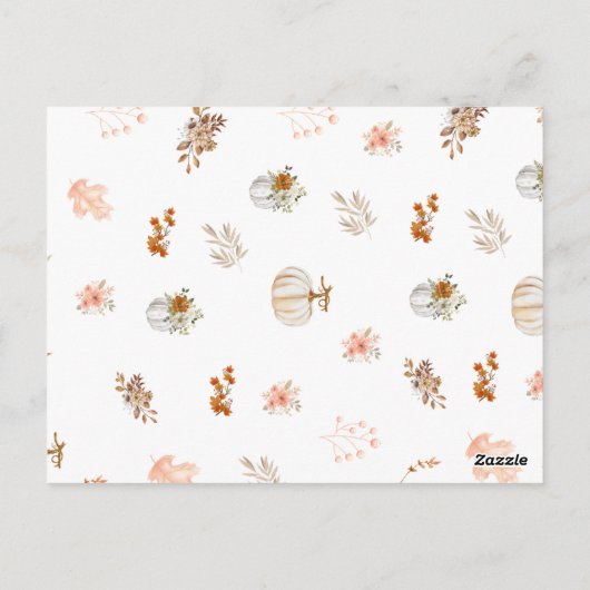 フローラ素朴秋パンプキンサンクスギビング ポストカード (裏面)