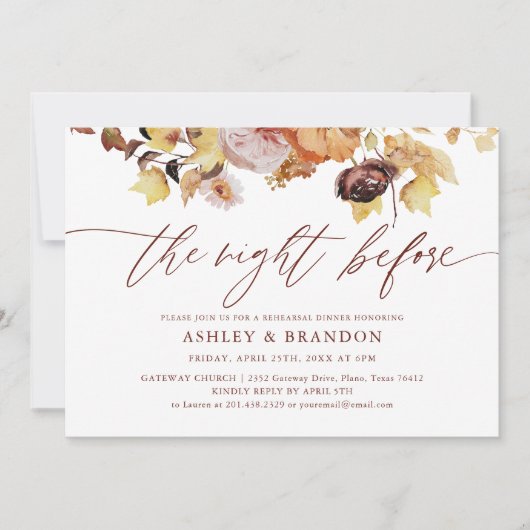 フローラ素朴秋リハーサルディナー招待状 招待状 (正面)