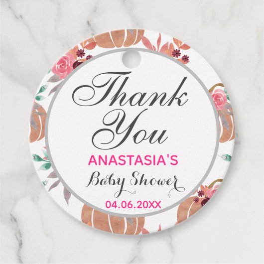 フローラ素朴秋秋サンキューベイビーシャワー フェイバータグ (正面)