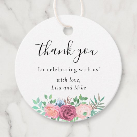 フローラ素朴結婚式の引き出物サンキューラウンド フェイバータグ (正面)