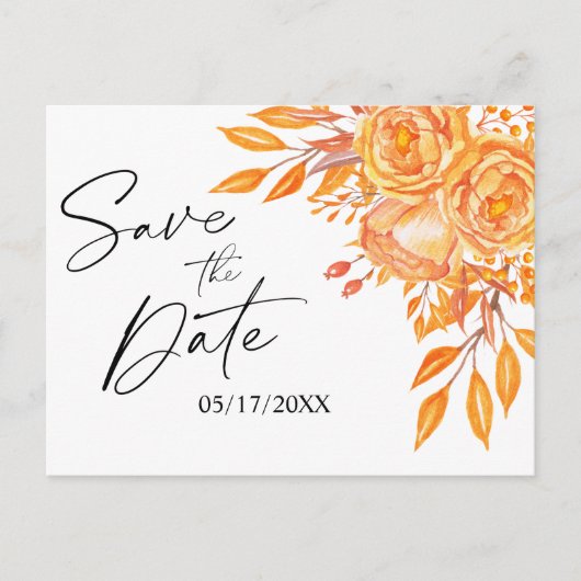 フローラ素朴結婚式の日付の保存 案内ポストカード (正面)