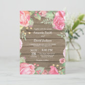フローラ素朴結婚式招待状ピンク水彩 招待状 (スタンド正面)