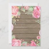 フローラ素朴結婚式招待状ピンク水彩 招待状 (裏面)