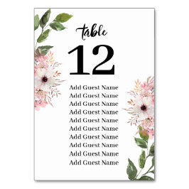 フローラ素朴緑化表の番号の座席表 テーブルナンバー