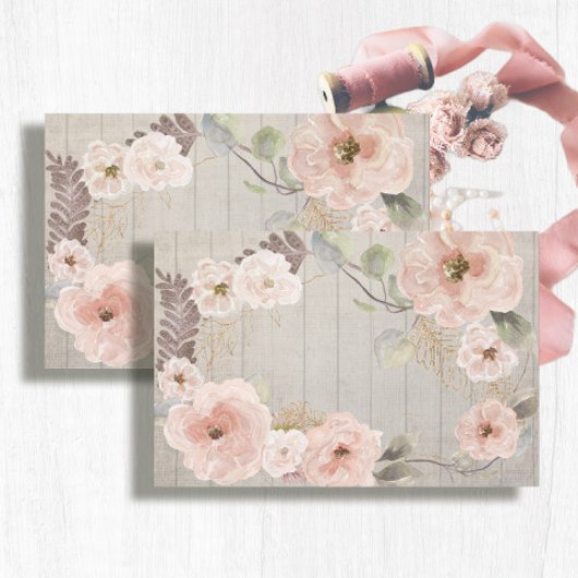 フローラ素朴赤面ピンクボホウォーターカラーウッド 薄葉紙