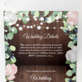 フローラ素朴赤面ピンクローゼズグリーナリー結婚ズ 三つ折り招待状 (内部最初)