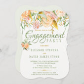 フローラ素朴金ゴールドセージエレガント婚約パーティ 招待状 (正面/裏面)