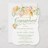 フローラ素朴金ゴールドセージエレガント婚約パーティ 招待状 (正面)