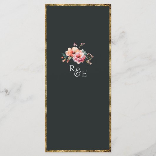 フローラ素朴金ゴールドフレームSageグリーン結婚ズ メニュー (裏面)