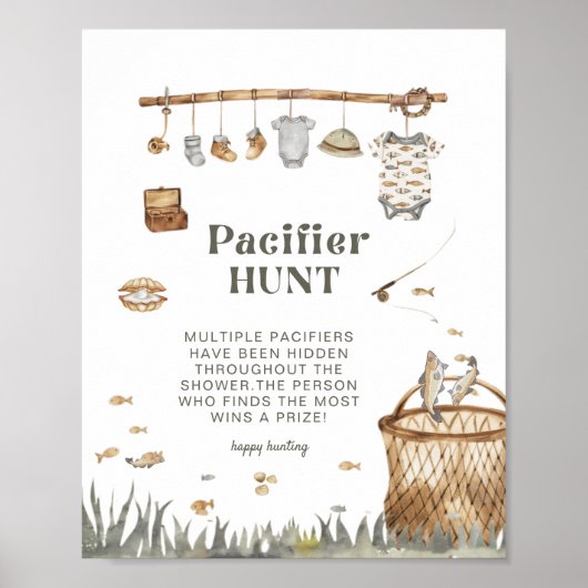 フローラ素朴魚釣りおしゃぶり狩りベビーシャワー ポスター (正面)