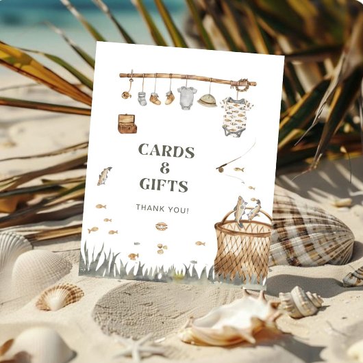 フローラ素朴魚釣り赤ちゃんシャワーカードとギフト ポスター