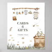 フローラ素朴魚釣り赤ちゃんシャワーカードとギフト ポスター (正面)