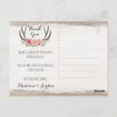 フローラ素朴〔雄ジカの〕枝角ウッドズ結婚サンキュー ポストカード (裏面)