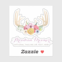 フローラ素朴〔雄ジカの〕枝角パステル水色名ロゴ