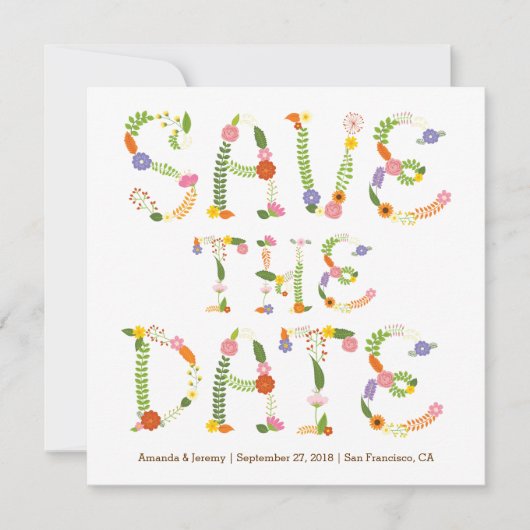 フローラ素朴Letters Woodland Photo日付の保存 セーブザデート (正面)