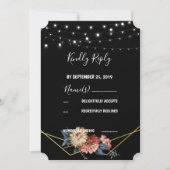 フローラ素朴Magnolia String Lights RSVP 招待状 (正面)