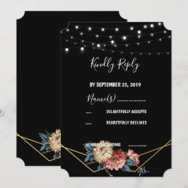 フローラ素朴Magnolia String Lights RSVP 招待状