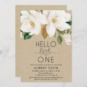 フローラ素朴sipと参照、秋クラフト会ベビー 招待状 (正面/裏面)