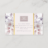 フローラ紫および金ゴールド自然モノグラム名 名刺 (裏面)