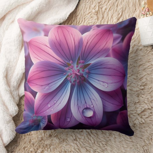 フローラ紫とピンクの薄紫の花 クッション (ブランケット)