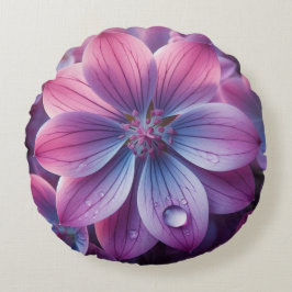 フローラ紫とピンクの薄紫の花 ラウンドクッション