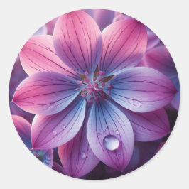 フローラ紫とピンクの薄紫の花 ラウンドシール