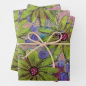 フローラ紫と緑 ラッピングペーパーシート (インサイチュ)