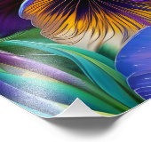 フローラ紫と金ゴールドパンジー青葉緑 フォトプリント            (角)