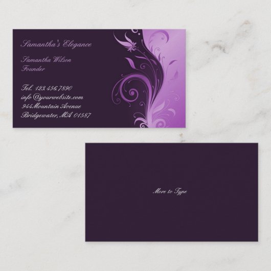 フローラ紫の名刺 名刺 (正面/裏面)