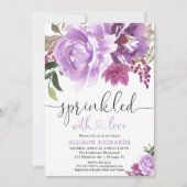 フローラ紫の女の子の赤ちゃんシャワー 招待状 (正面)