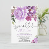 フローラ紫の女の子の赤ちゃんシャワー 招待状 (スタンド正面)