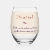 フローラ紫の妻のアニバーサリーギフト ステムなしワイングラス (正面)