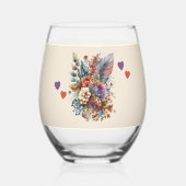 フローラ紫の妻のアニバーサリーギフト ステムなしワイングラス (裏面)