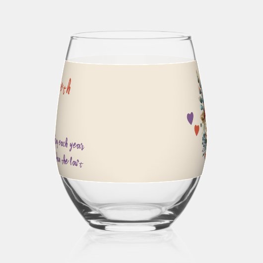 フローラ紫の妻のアニバーサリーギフト ステムなしワイングラス (左)