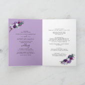 フローラ紫の植物オールインワン折り結婚畳み 招待状 (内部)