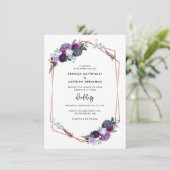 フローラ紫の植物文字結婚の 招待状 (スタンド正面)