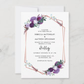 フローラ紫の植物文字結婚の 招待状 (正面)