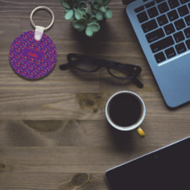 フローラ紫の模様のワイルドフラワー名Keychain キーホルダー