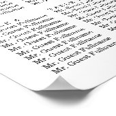 フローラ紫の水の色結婚の |シーティングチャート ポスター (角)