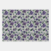 フローラ紫の水色のデカップギフト ラッピングペーパーシート (正面2)