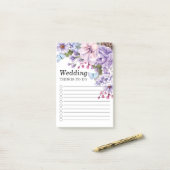 フローラ紫の水色をリストする結婚には ポストイット (デスク上)